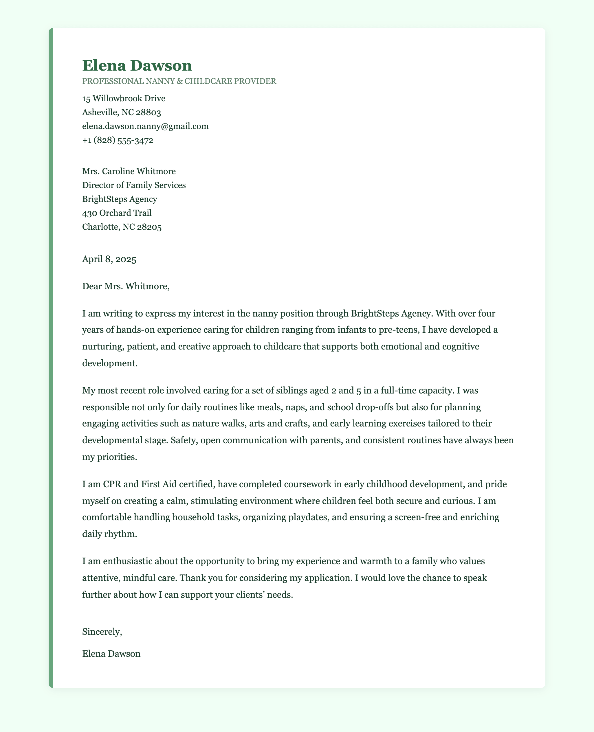 Nanny Cover Letter Examples