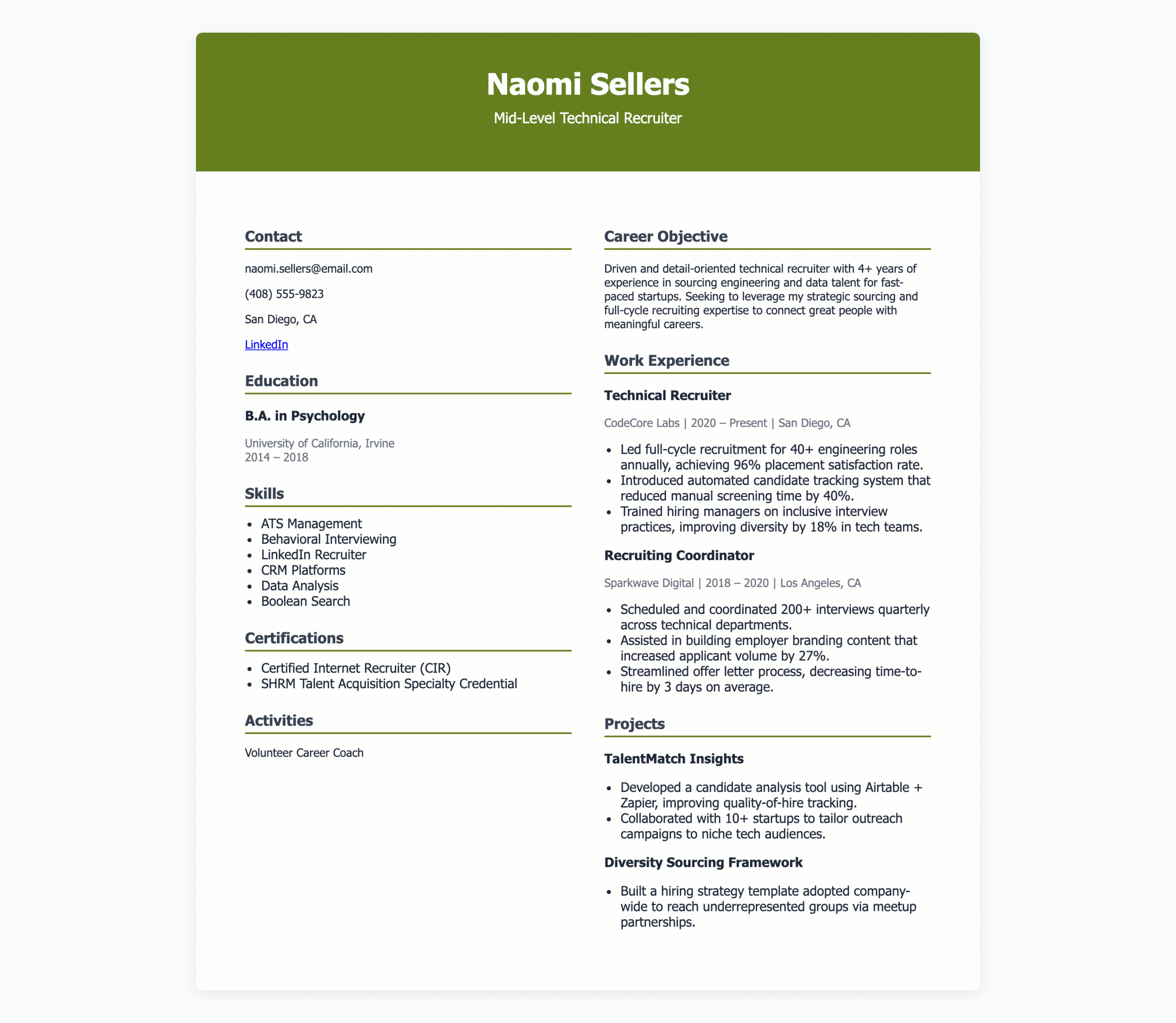 Recruiter Resume Examples