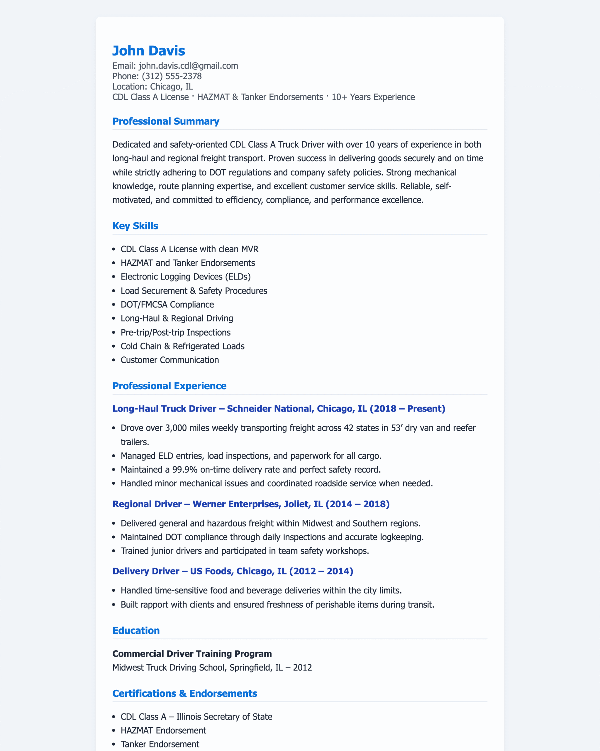 Truck Driver Resume Examples for ATS