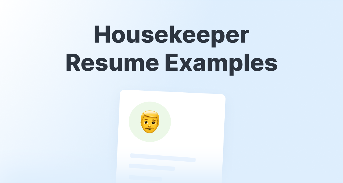 Housekeeper Resume Examples